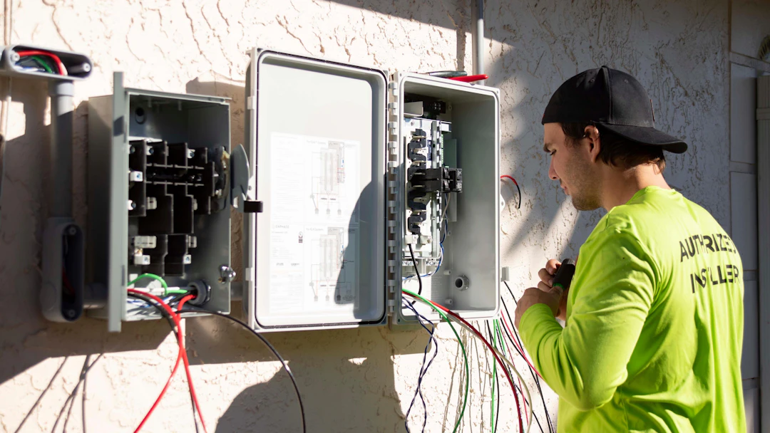Licensed electrician performing a home electrical inspection in Lawton